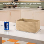 OIASKET 4 Pack Small Storage Shelf Baskets for Organizing, Mini Woven Rope Storage Bins for Towels, Cute Decorative Closet Or