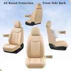 Coverado Seat Covers, Car Seat Covers Front Seats, Beige Nappa Leather Car Seat Covers, 2 Pack Waterproof Front Seat Covers, 