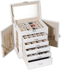 BOOVO Jewelry Box For women, 6 Layer Large Jewelry Organizer With Mirror, Multi-Function Storage Box With Lock, Accessory Hol