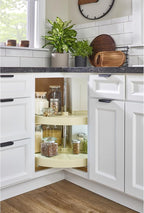 Rev-A-Shelf 24" Dual Tier Pie-Cut Lazy Susan Organizer for Base Corner Kitchen Cabinets, Two Plastic Home Storage Shelves, Al