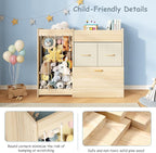 EXPERLAM Toy Organizer and Stuffed Animals Storage, All-in-One Toy Shelf with Stuffed Animal Holder, 2 Drawers, Movable Toy C