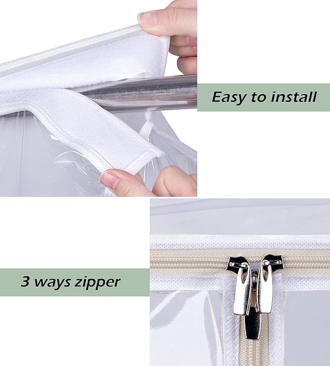 KEETDY 43" Hanging Garment Bags for Closet Storage Large Clear Window Hanging Clothes Storage Garment Rack Cover Coat Protect