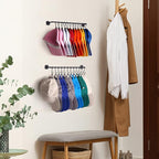 Hat Rack Wall Mount 24 Baseball Caps, Modern Metal Hook with 12 Clips and 12 Hooks Holder Storage Display for Closet Bedroom 