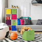 Stero Fabric Storage Bins 6 Pack Fun Colored Durable Storage Cubes with Fabric Handles Foldable Cube Baskets for Home, Kids R