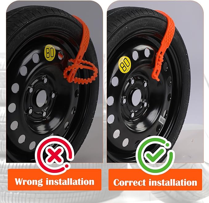 12 Pcs Heavy Duty Anti Skid Snow Tire Chains, Nylon Winter Snow Tracks with 2 Gloves and 1 Hook, Universal Emergency Car Tire