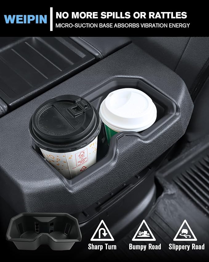 for 3PCS Center Console TPE Cup Holder Insert Compatible with 2022-2026 Tundra (SR/SR5/Limited/TRD Pro) Just Fit Console Does Not Have a Lid