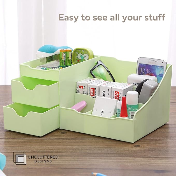 Uncluttered Designs Makeup Organizer With Drawers - Modern Countertop Storage for Cosmetics - Chic Vanity Holder for Perfume,