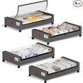 Yecaye Under Bed Storage with Wheels, 4 Pack Under the Bed Storage Containers with Lids & Label, XXL 60L Rolling Underbed Sto