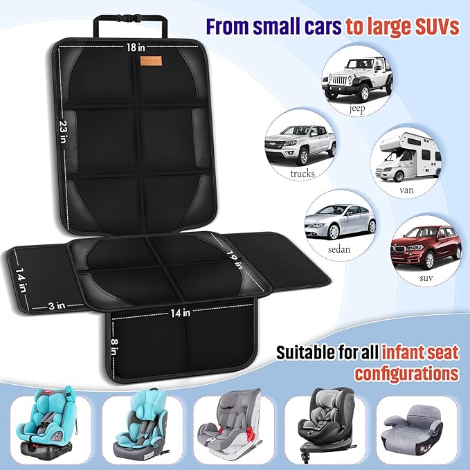 Bacgnyer Car Seat Protector, 2 Pack of Seat Protectors, Thickest Padded 600D Fabric Padding, Waterproof, Durable, Anti Slip B