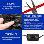 DREAMIZER Car Hood Light Strip 94" Dual Color Dynamic Scan Start Up Car Hood Light Strip Sequential Flowing Daytime Running Lights Turn Signal Lights for Cars,SUV,Trucks