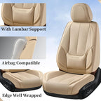 Coverado Car Seat Covers Full Set, Car Seat Protector Waterproof, Nappa Leather Car Seat Cushion, Beige Seat Covers for Cars,