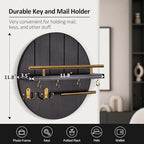 Nekon Wall Mount Key Holder, 11.8 Inch Rack With Shelf and 6 Hooks, Rustic Mail Organizer, Circular Wooden Hanger for Entrywa