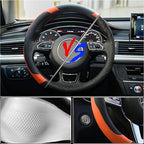 Xizopucy Orange Steering Wheel Cover Microfiber Leather Sporty Car Accessories for Men and Women,Breathable Non-Slip Universa