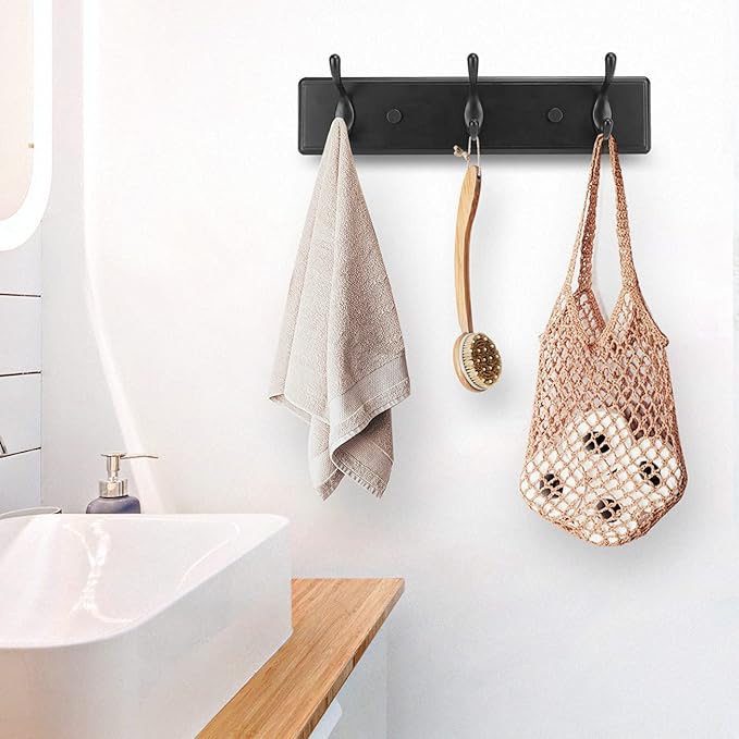 Badiano Wooden Coat Rack, Wall-Mounted Organizer for Closet, Entryway, Hallway, Foyer, Bedroom, Heavy Duty Double Hooks for H