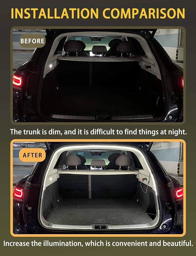 Trunk Dynamic Flowing LED Light Strip for CAR or SUV (Universal Fit), 177Inch Silicone Waterproof Neon Light Strip Embedded, Flexible Cutting 12V Auto Interior Lights Strip (Waem Light 177inch)