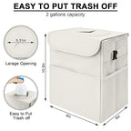 Car Trash Can Bin with Lid - Collapsible Car Garbage Can with Storage Pockets-Beige Mini Leakproof Vehicle Trash Bag-Small Automotive Organizers and Storage for Back/Front Seat SUV Truck Accessories