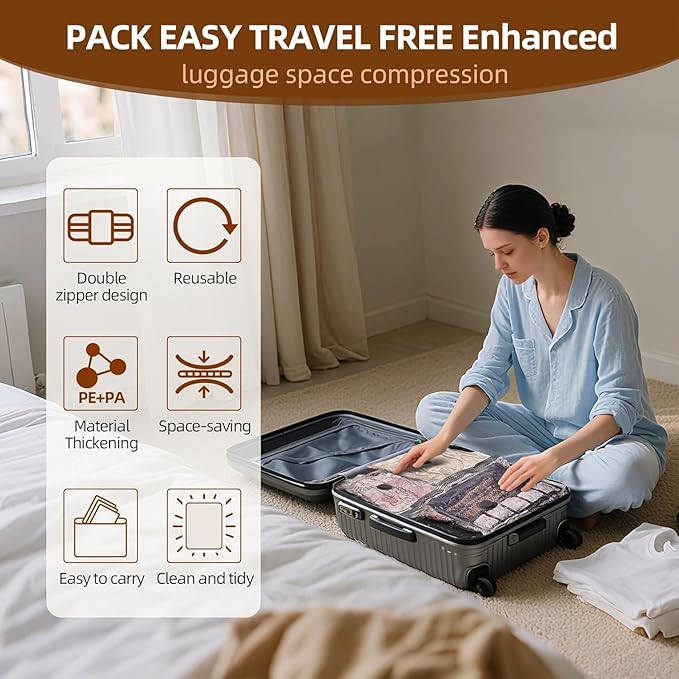15 Pack Vacuum Compression Bags for Travel, Carry-on Size Seal Packing Cubes for Luggage,Vacuum Storage Bags, Space Saver for