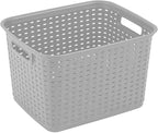 Sterilite 6-Pack Tall Weave Basket, Woven Plastic Storage Baskets for Organization, Cement Gray - Organizing Bin Containers w