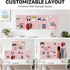Peg Board, 4 Pack Metal Pegboard Panels Pink Pegboards Wall Organizer with Frame Large Heavy Duty Peg Board with Hooks for Wa
