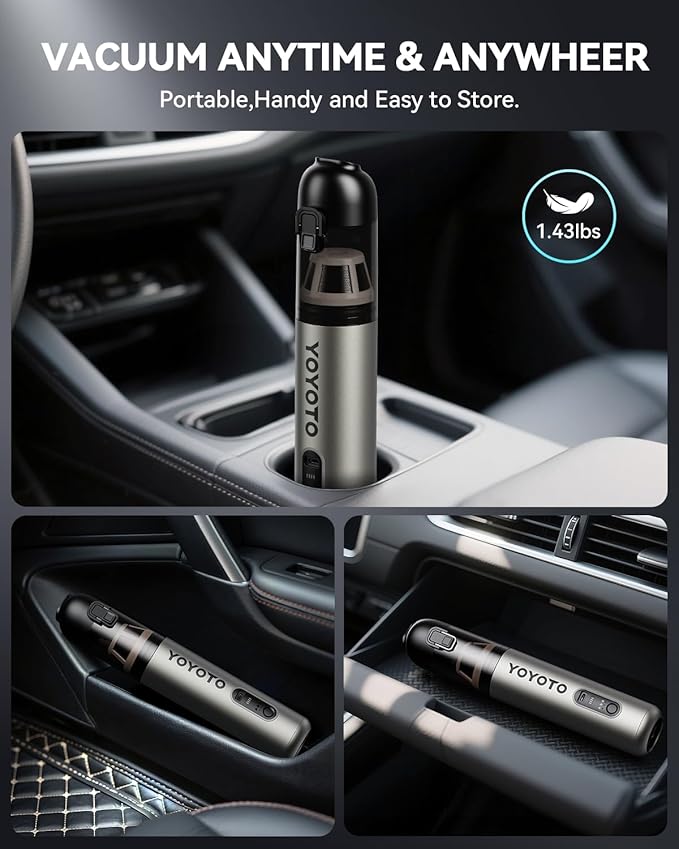 Car Vacuum, Handheld Vacuum Cordless with 21000Pa Powerful Suction & 3 Modes, 4-in-1 Portable Hand Held Mini Vacuum Cleaner R
