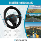 PIC AUTO Steering Wheel Cover, Glitter Gel Particles & Black Luxury Leather Car Steering Cover, Universal Fit 14.5"-15.5" Ant