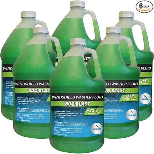 (6 Gallons) Bug Blast Windshield Washer Fluid - Premium Summer Formula, +32°F Protection | Removes Bugs and Road Grime - 6 Ju