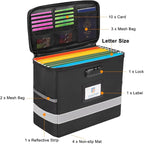Fireproof File Box with Lock, Document Box Storage Organizer, Suitable for Hanging File Folders in Letter Size, Collapsible F