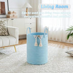 Laundry Basket,Woven Cotton Rope Laundry Hamper,80L for Decor Storage of Dirty Clothes,Toys and Blankets in Bathroom,Baby Roo