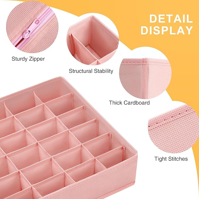 Joyoldelf Sock Organizer Drawer Organizer - Underwear Organizer, 24 Cell Collapsible Closet Organizers and Storage Sock Holde