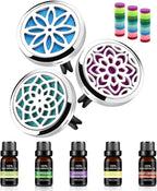 ttstar Car Diffuser Vent Clip - 30mm Aromatherapy Essential Oil, 3 Car Air Fresheners Vent Clips with 36 Refill Pads and 5 Es
