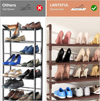 LANTEFUL 11 Tiers Tall Shoe Rack Holds 55 Pairs of Shoes with 18pcs Hooks Sturdy Wide Shoe Organizer Storage Free Standing Me