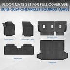 Floor Mats & Cargo Mat & Backrest Mat for 2018-2024 Chevy Equinox/GMC Terrain, All Weather TPE Car Floor Liners Trunk Mat Accessories for Chevrolet Equinox