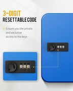 Uniclife 20 Position Key Cabinet with Combination Lock Resettable Blue Digital Security Storage Box Steel Key Organizer with 