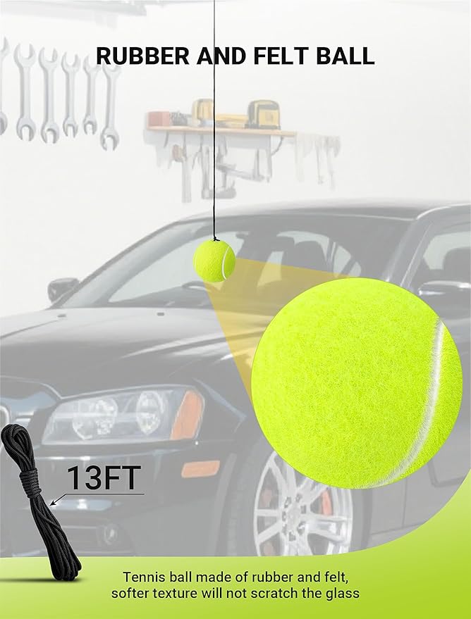 4-Packs Garage Tennis Ball Parking Aid with Non-Elastic String, Garage Ball for Parking with Adjustment Buckle, Easy Installation, Car Stop Indicator for Garage Accessories