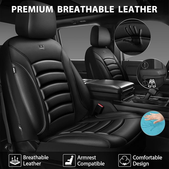 CAR PASS 3D Foam PU Leather Car Seat Covers, Universal Seat Covers Full Sets for Trucks SUV Sedan Automotive Seat Covers Armr