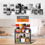 Giikin Countertop Shelf Organizer, 2 Tier Kitchen Spice Rack Organizer for Countertop, Wood Coffee Counter Shelf Organizer fo