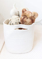 OrganiHaus Rope Baskets for Shelves - Set of 3 Woven Storage Baskets for Organizing, Closet & Toy Storage - Off-White - 15x9x