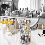 Asayuee 360 Rotating Makeup Organizer,3 Tier Large Capacity Make Up Organizers and Storage,Skincare Perfume Vanity Organizers