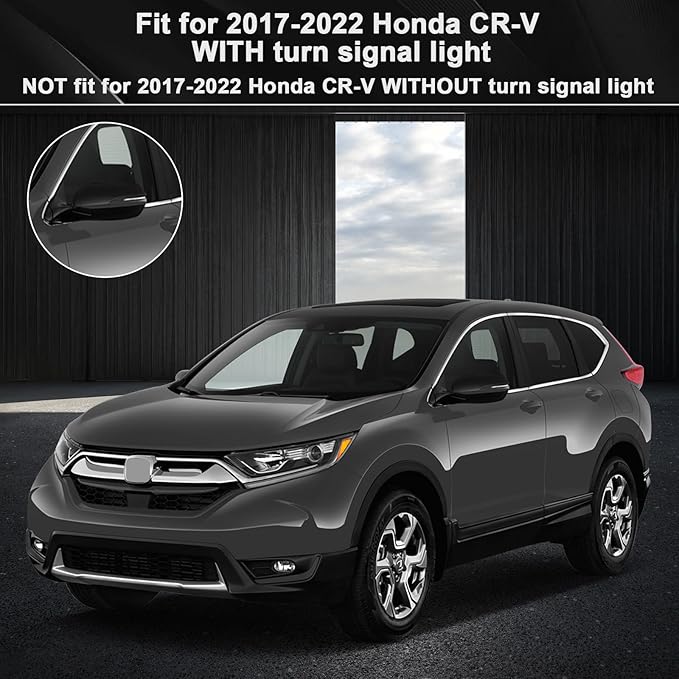 Pair Mirror Cover Cap Compatible with Honda CRV 2017-2022 / HRV 2016-2022, Door Side Rearview Mirror Replacement with Turn Signal Cut-Outs, Glossy Black
