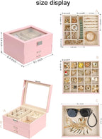 BOOVO Clear Lid Jewelry Box,3 Layers Jewelry Organizer Large Multi-Functional Jewelry Storage Box with 2 Drawers,Jewelry Disp