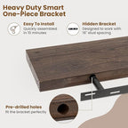 Floating Shelves for Wall Decor, 8 Inch Deep Rustic Solid Elm Wood Floating Shelves Wall Mounted, Wall Shelves with Invisible