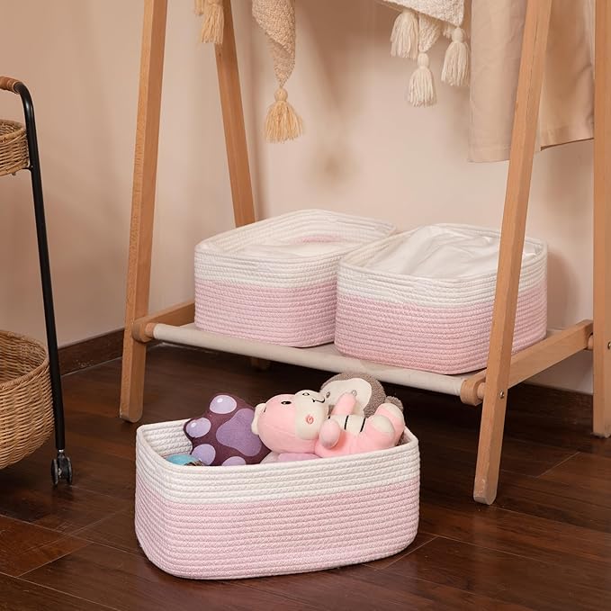 OIASKET Storage Baskets for Organizing 3 Pack, Woven Baskets for Shelves, Closet Organizer Bins Empty Gift Basket Toy Storage