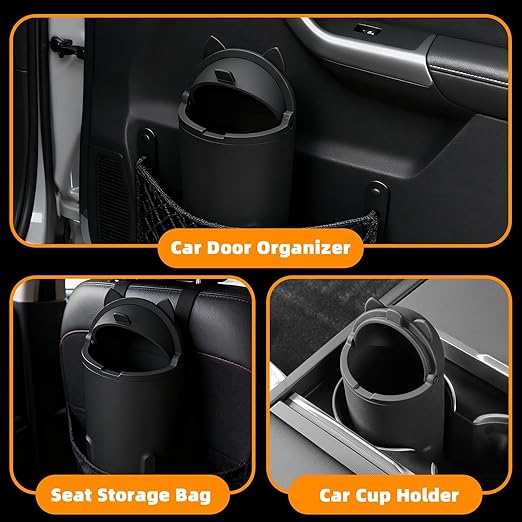 Leakproof Car Trash Can,Mini Car Trash Bin for SUV and Truck,Small Cars Garbage Can,Waterproof Automotive TrashCan for Vehicle,Home,Office,Multipurpose,Easy to Clean (Black Silicone)