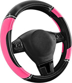 Road Comforts Leather Steering Wheel Cover - Made with PVC Leather - Anti-Slip, Universal Fit 14 1/2 inches to 15 inches - Ho