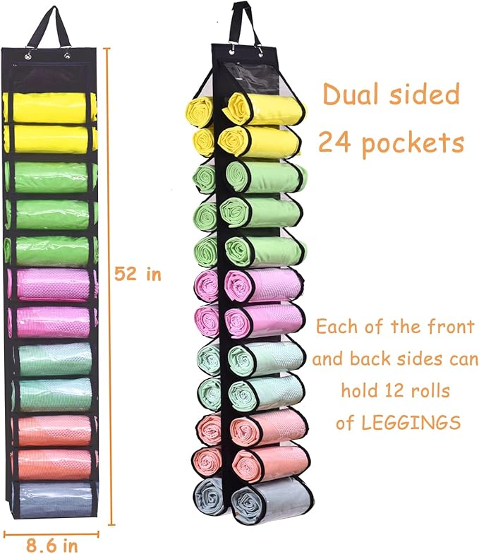 Legging Storage Bag Storage Hanger Can Holds 24 Leggings or Shirts Jeans Compartment Storage Hanger, Foldable Leggings Organi