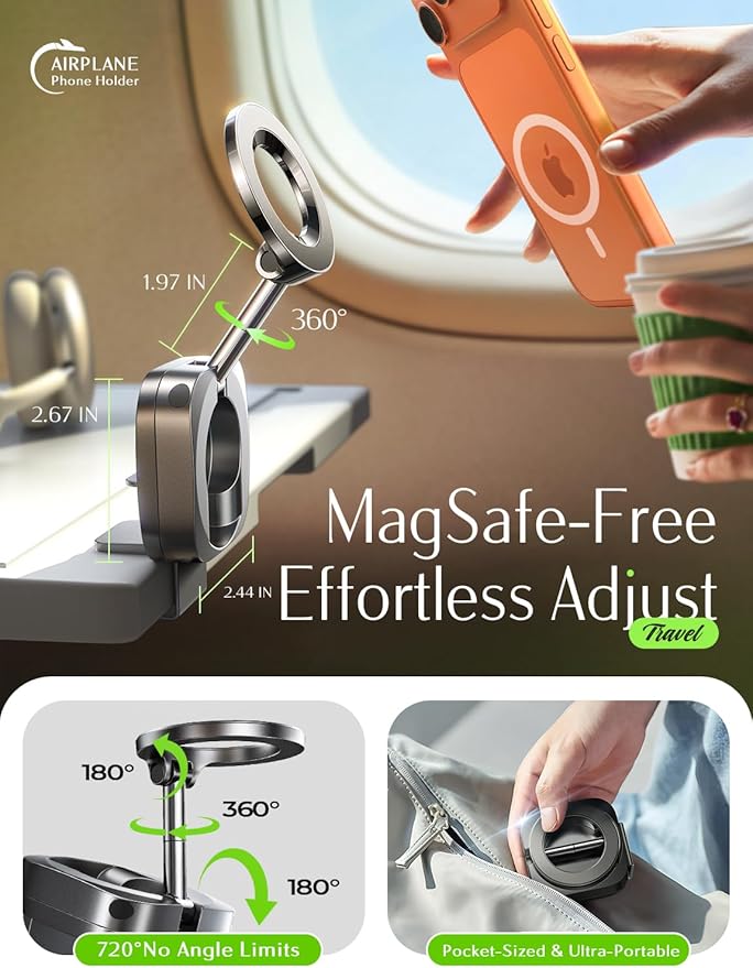 LISEN Airplane Travel Essentials for Women Men Phone Holder for Desk MagSafe Phone Travel Size Accessories Airplane Gadgets Men Long Flight Cruise Must Haves Spring Break Essentials Easter Gifts