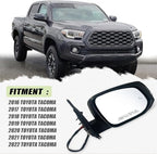 Right Passenger side Mirror Fits 2016-2022 Toyota Tacoma With Power Glass, Heated, Turn Signal, Blind Spot Detection and Manual Folding Match to Midnight Black Metallic Replace TO1320350 (8Pins)