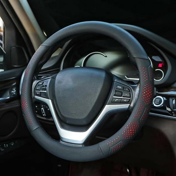 Leather Steering Wheel Cover for Chevy Silverado 1500 2500 3500, for GMC Sierra 1500 2500 3500, for Toyota RAV4 Corolla Camry