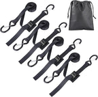 Upgraded 1'' x 8' Tie Down Straps, Cargo Roof Rack Strap Cam Buckle with Hooks, Heavy Duty Secure Strap, Black - Pack of 4