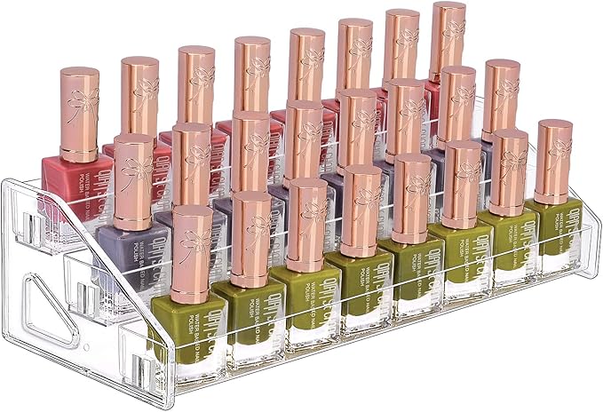 JessLab Nail Polish Organizer, 3-Tier Clear Acrylic Sunglass and Essential Oil Holder, Makeup Organizer for Bathroom Vanity C